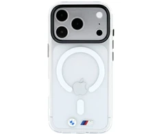 BMW M IML blizgaus metalo logotipas ir apdaila MagSafe dėklas, skirtas iPhone 17 Pro / 18 Pro - permatomas