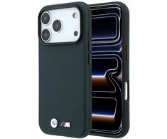Dėklas BMW M Quadrille Kevlar Metal Logo MagSafe Case, skirtas iPhone 17 Pro / 18 Pro – tamsiai mėlyna