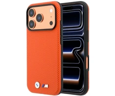 Dėklas BMW M Quadrille Kevlar Metal Logo MagSafe skirtas iPhone 18 Pro Max oranžinis
