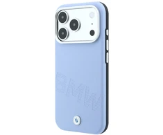 BMW ženklelio įspaustos raidės, nuožulnus dizainas, MagSafe dėklas, skirtas iPhone 17 Pro / 18 Pro – Mėlyna