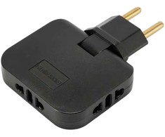 Dėklas CP EU3 Perfect Travel Slim 180 grādu Euro Strāvas Kontaktligzdas paplašinātājs uz 3x spraudni 250V 16A Melns