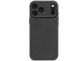 „Decoded Leather Back Case“ – „Decoded“ odinis „iPhone 17 Pro Max“ dėklas, suderinamas su „MagSafe“ (juodas)