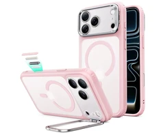 ESR Classic Hybrid su atlenkiama kojelė MagSafe dėklas iPhone 18 Pro / 17 Pro – matinė rožinė