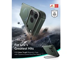 ESR CYBER TOUGH DĖKLAS SU STOVU IR MagSafe iPhone 17 Pro Max / 18 Pro Max ŽALIAS