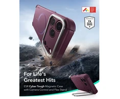 ESR CYBER TOUGH DĖKLAS SU STOVU IR MagSafe iPhone 17 Pro / 18 Pro TAMSIAI BORDO SPALVOS