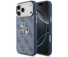 Dėklas Guess 4G Big 4G Classic Logo Case, skirta iPhone 18 Pro Max / 17 Pro Max – mėlyna ir auksinė