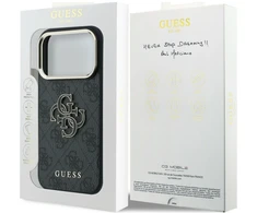 Dėklas Guess 4G & Big Resin Logo, skirtas iPhone 18 Pro / iPhone 17 Pro, juodas