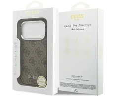 Guess 4G MagSafe dėklas skirtas Apple iPhone 17 Pro rudos spalvos