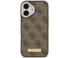 Guess 4G Logo Plate MagSafe dėklas skirtas Apple iPhone 17 rudos spalvos