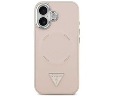 „Guess“ trikampio formos logotipo „MagSafe“ dėklas, skirtas „iPhone 17“ – rožinis