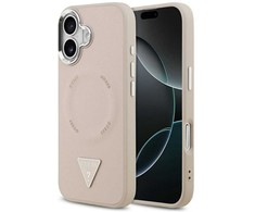 „Guess“ trikampio formos logotipo „MagSafe“ dėklas, skirtas „iPhone 17“ – rožinis