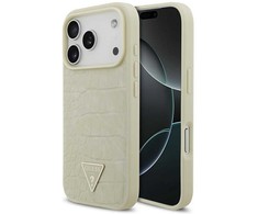 GUESS dėklas IPHONE 17 Pro, suderinamas su MagSafe GUHMP17LPCRTHCD (PU krokodilo trikampio logotipas) auksinis
