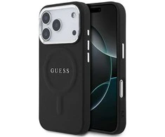 Dėklas GUESS case for IPHONE 17 Pro compatible with MagSafe GUHMP17LPSAREGSK (PU W/ Classic Logo) juodas