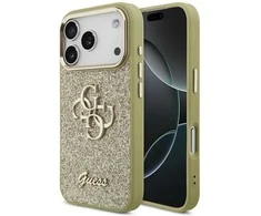 Dėklas GUESS case for IPHONE 17 Pro GUHCP17LHG4SGCD (Fixed Glitter Big 4G Metal Frame) auksinis