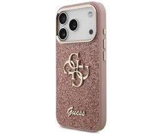 Dėklas GUESS case for IPHONE 17 Pro GUHCP17LHG4SGCP (Fixed Glitter Big 4G Metal Frame) pink