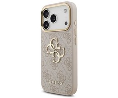 Dėklas Guess 4G Big 4G Classic Logo Big Strap Metal Mygtukai Case for iPhone 17 Pro - Rožinė