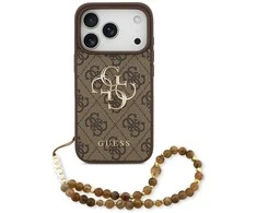 GUESS dėklas, skirtas IPHONE 17 Pro GUHCP17LP4GMGSW (PU su dirželiu 4G klasikinis logotipas) rudas