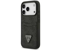 Dėklas GUESS case for IPHONE 17 Pro GUHCP17LP4TPK (4G Double Card Triangle) juodas