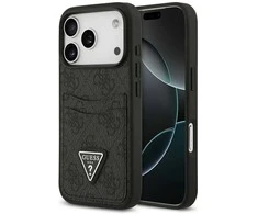 Dėklas GUESS case for IPHONE 17 Pro GUHCP17LP4TPK (4G Double Card Triangle) juodas