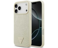 GUESS dėklas, skirtas IPHONE 17 Pro Max, suderinamas su MagSafe GUHMP17XPCRTHCD (PU krokodilo trikampio logotipas), auksinis