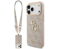 Dėklas Guess 4G Big 4G Classic Logo Big Strap Metal Mygtukai Case for iPhone 17 Pro Max - Rožinė