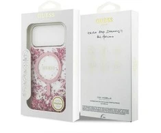 Guess Resin Bottom Glitter MagSafe dėklas skirtas Apple iPhone 17 Pro Max rožinės spalvos