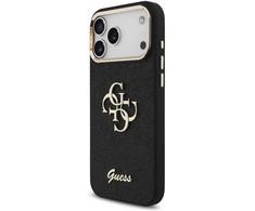 Dėklas GUESS case for IPHONE 17 Pro Max GUHCP17XHG4SGCK (Fixed Glitter Big 4G Metal Frame) juodas