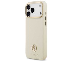 Dėklas GUESS case for IPHONE 17 Pro Max compatible with MagSafe GUHMP17XPGCRMDEE (PU W/ Grained Strass Logo) beige