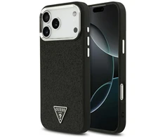 Dėklas Guess Glitter Triangle Logo MagSafe Case for iPhone 17 Pro Max / 18 Pro Max - Juodas