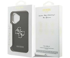 „Guess Grained Big 4G Classic“ logotipo dėklas, skirtas iPhone 17 - juodas
