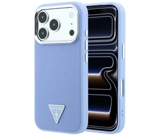 Guess Grained Triangle Logo MagSafe dėklas, skirtas iPhone 18 Pro Max / 17 Pro Max, mėlynas