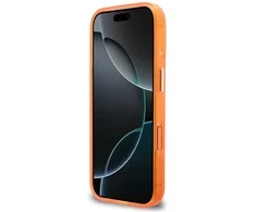Guess IML 4G Script Metal Logo dėklas skirtas Apple iPhone 17 Pro Oranžinis