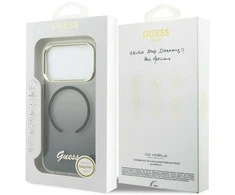 GUESS dėklas, skirtas IPHONE 17 Pro, suderinamas su MagSafe GUHMP17L5HTGMCSK (IML Gradient Script Metal) juodas