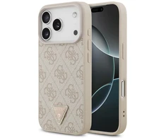 Guess odinis 4G Triangle Strass MagSafe dėklas, skirtas iPhone 18 Pro / 17 Pro, rožinis
