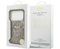 Guess Python Pattern MagSafe dėklas skirtas Apple iPhone 17 Pro Max rudos spalvos