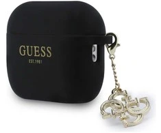 Guess 4G Charm Silicone dėklas skirtas Apple AirPods Pro 3 juodos spalvos