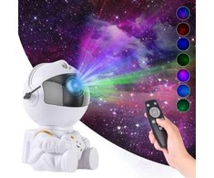 Dėklas Eko Light HQ LED 3D sėdintis astronautas 360 laipsnių besisukanti galva Žvaigždėtas dangus ir ūko projektorius su nuotolinio valdymo pultu Baltas