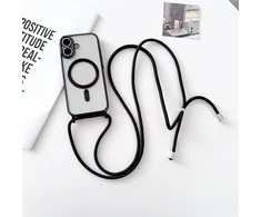 „Hurtel“ „iPhone 17“ dėklas su dirželiu per petį, suderinamas su „MagSafe“ - Juodas