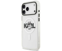 Dėklas Karl Lagerfeld case for IPHONE 17 Pro compatible with MagSafe KLHMP17LHGCHGKBT (IML Choupette Sketch Logo) transparent