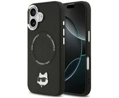 Karl Lagerfeld Choupette Pin MagSafe dėklas skirtas Apple iPhone 17 juodos spalvos