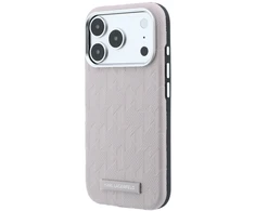 Karl Lagerfeld Grūdėtos monolitinės dervos su logotipu MagSafe dėklas, skirtas iPhone 17 Pro / 18 Pro – Rožinė