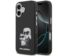 Karl Lagerfeld IML Aquarelle Karl and Choupette dėklas skirtas Apple iPhone 17 juodos spalvos