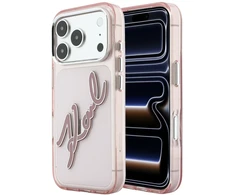 Dėklas Karl Lagerfeld IML Big Signature Resin Metal Frame Case for iPhone 18 Pro Max / 17 Pro Max - Rožinė