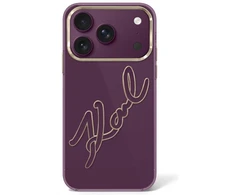 Dėklas Karl Lagerfeld IML Big Signature Resin Metal Frame Case for iPhone 17 Pro Max / 18 Pro Max - Burgundy
