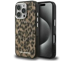 Karl Lagerfeld IML Leopard MagSafe dėklas Apple iPhone 16 Pro Max rudos spalvos