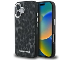 „Karl Lagerfeld IML“ leopardo rašto „MagSafe“ dėklas, skirtas „iPhone 16“ – Juodas