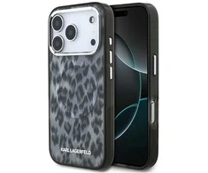 Karl Lagerfeld IML Leopard Pattern MagSafe dėklas skirtas Apple iPhone 17 Pro juodos spalvos