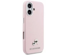 Karl Lagerfeld Karl &amp; Choupette Head Pins Saffiano MagSafe dėklas iPhone 17 - Rožinė