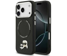 Karl Lagerfeld Karl & Choupette Pins MagSafe dėklas skirtas iPhone 17 Pro Max juodos spalvos