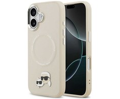 Karl Lagerfeld Karl &amp; Choupette Pins MagSafe dėklas skirtas Apple iPhone 17 rusvai gelsvas